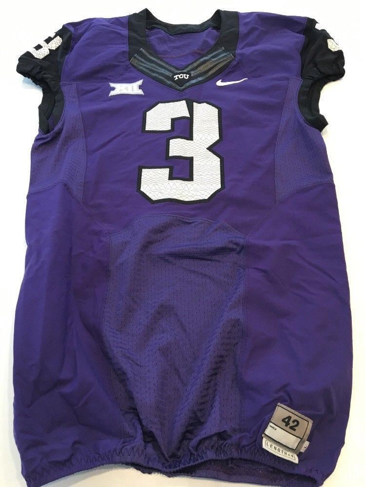 Game Worn Used Nike TCU Horned Frogs Football Jersey 3 Size 42 D1Jerseys
