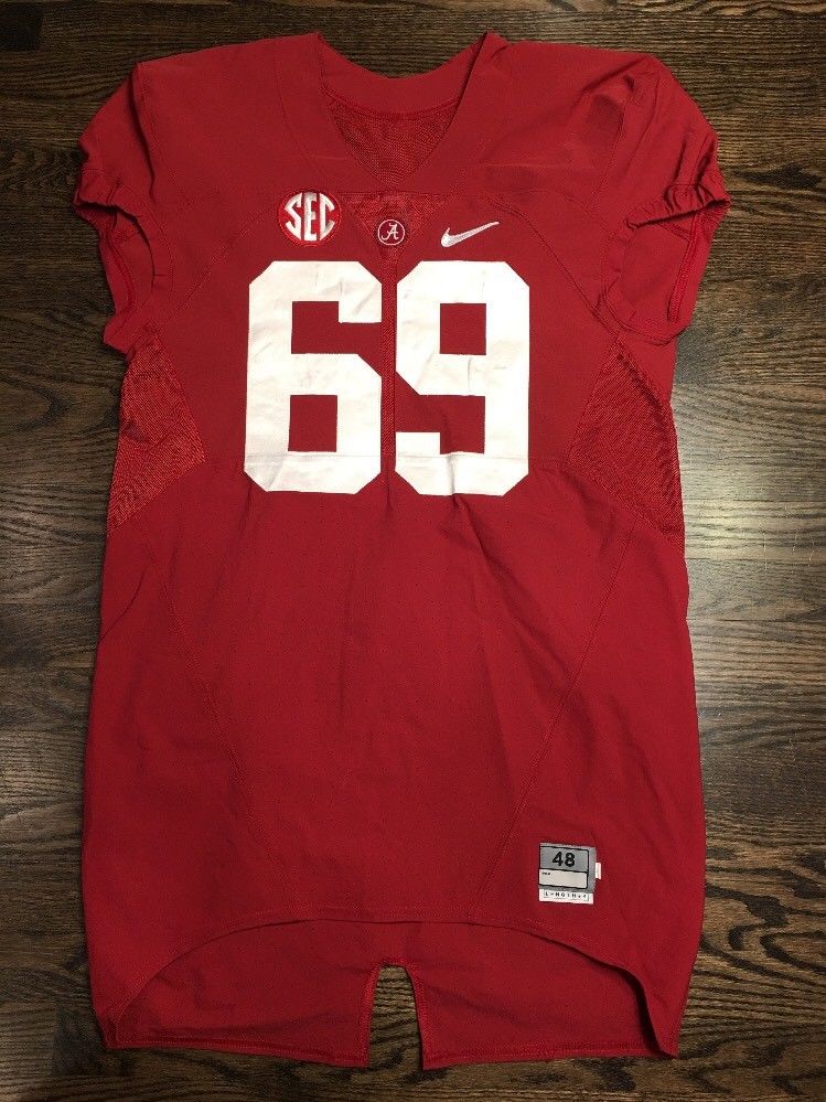 Game Worn Used 16 Alabama Crimson Tide Bama Football Jersey Nike Size 48 #69