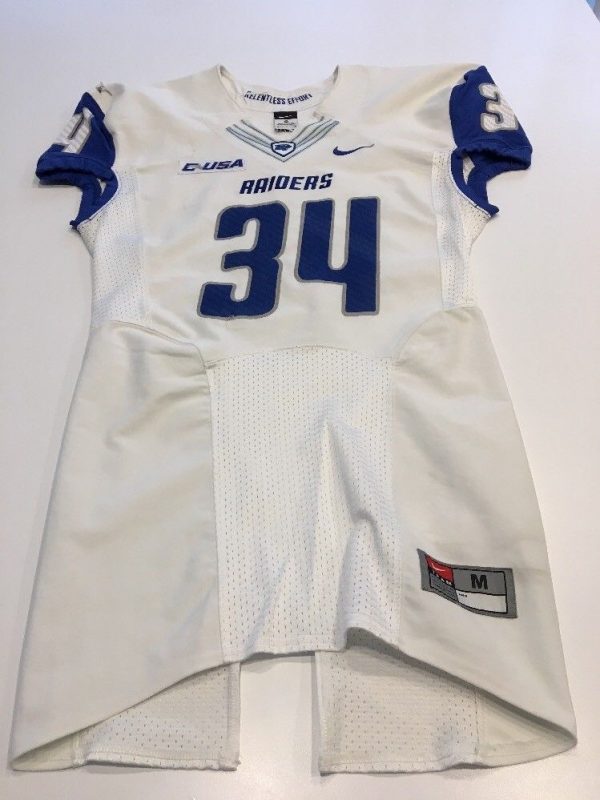 Game Worn Used Nike Middle Tennessee St Blue Raiders Football Jersey #34 Size M