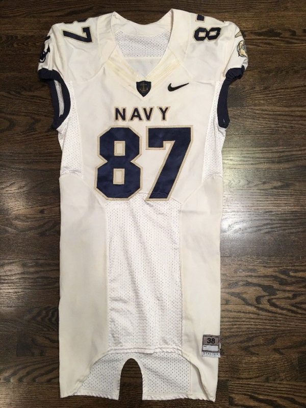 Game Worn Used Navy Midshipmen Football Jersey USNA Naval Academy Nike Sz 38 #87 â D1Jerseys