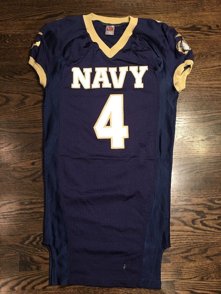 Game Worn Used Navy Midshipmen Football Jersey USNA Naval Academy Nike Sz S #4 â D1Jerseys