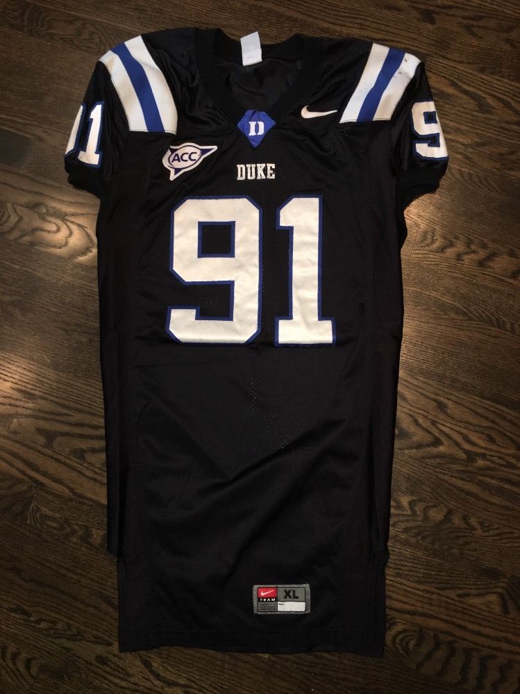 Game Worn Duke Blue Devils Football Jersey Used Nike #91 Size XL ...