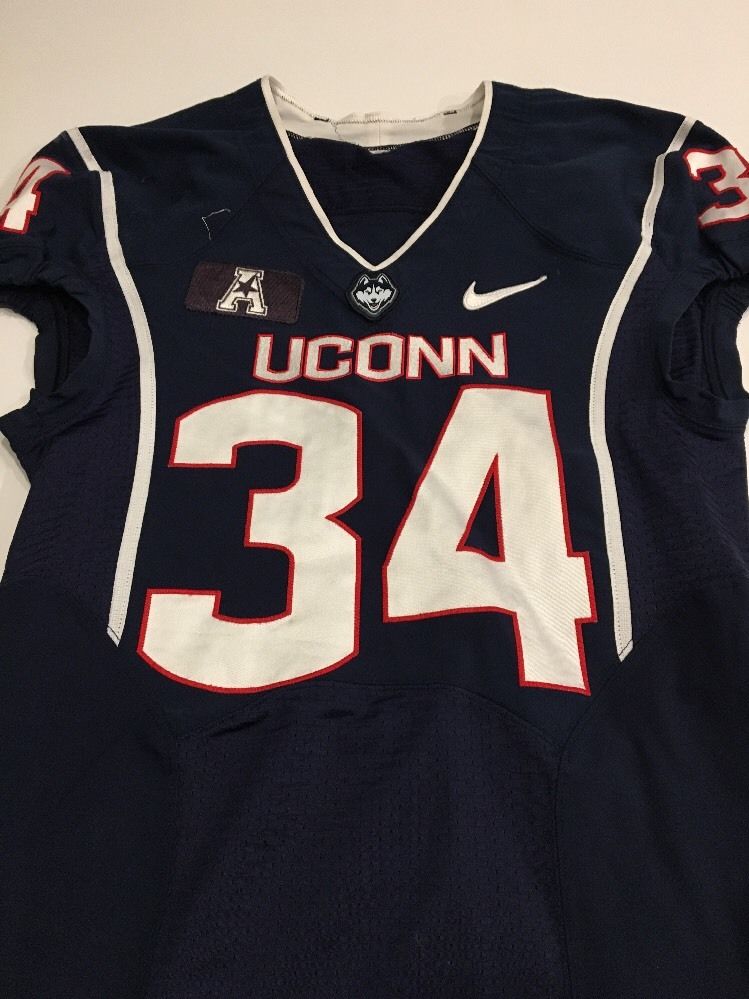 Game Worn Used UConn Huskies Connecticut Football Jersey #34 Size 40 â D1Jerseys