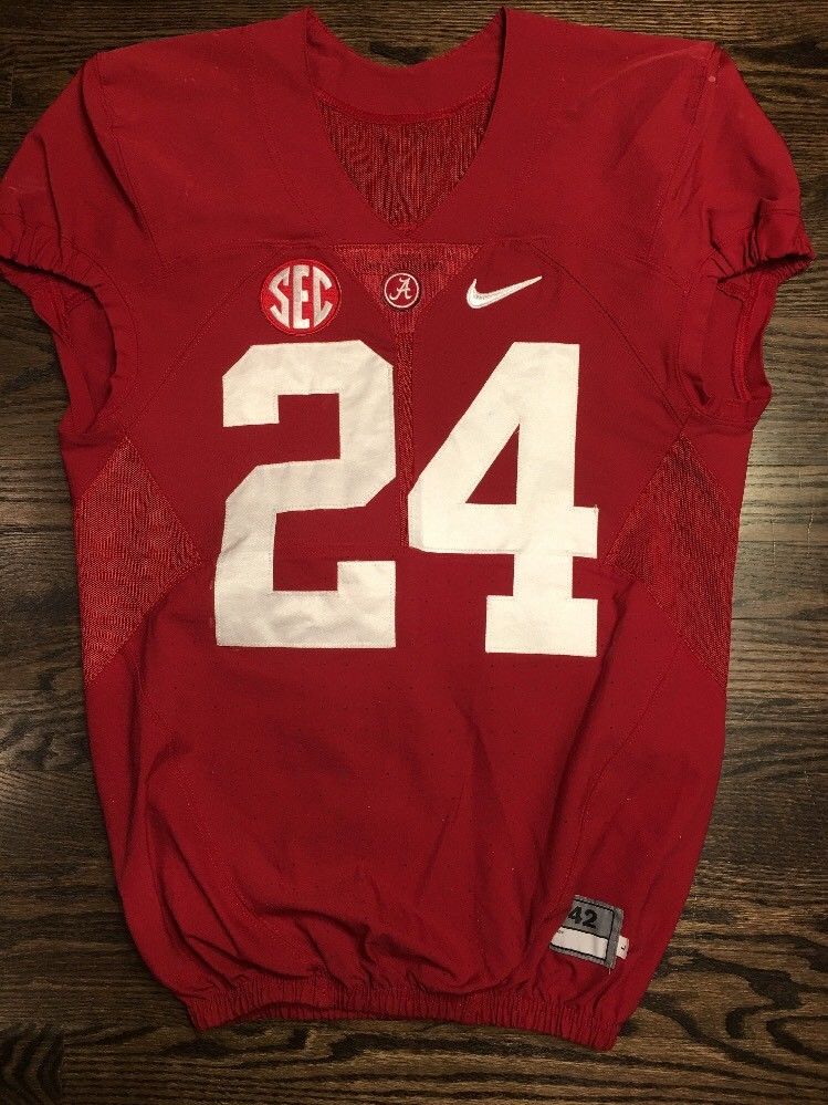 Game Worn Used 16 Alabama Crimson Tide Bama Football Jersey Nike Size 42 #24