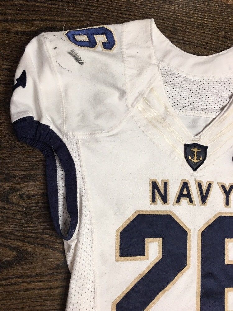 Game Worn Used Navy Midshipmen Football Jersey USNA Naval Academy Nike Sz 38 #26 â D1Jerseys