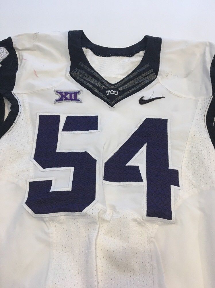 Game Worn Used Nike TCU Horned Frogs Football Jersey #54 Size 44 ...