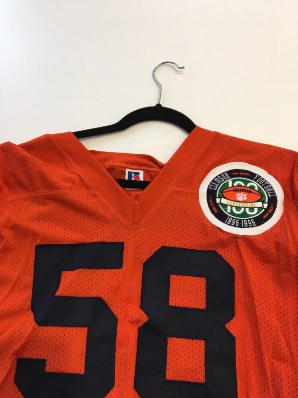 Game Worn Used Clemson Tigers Football Jersey #58 Size 52 Throwback