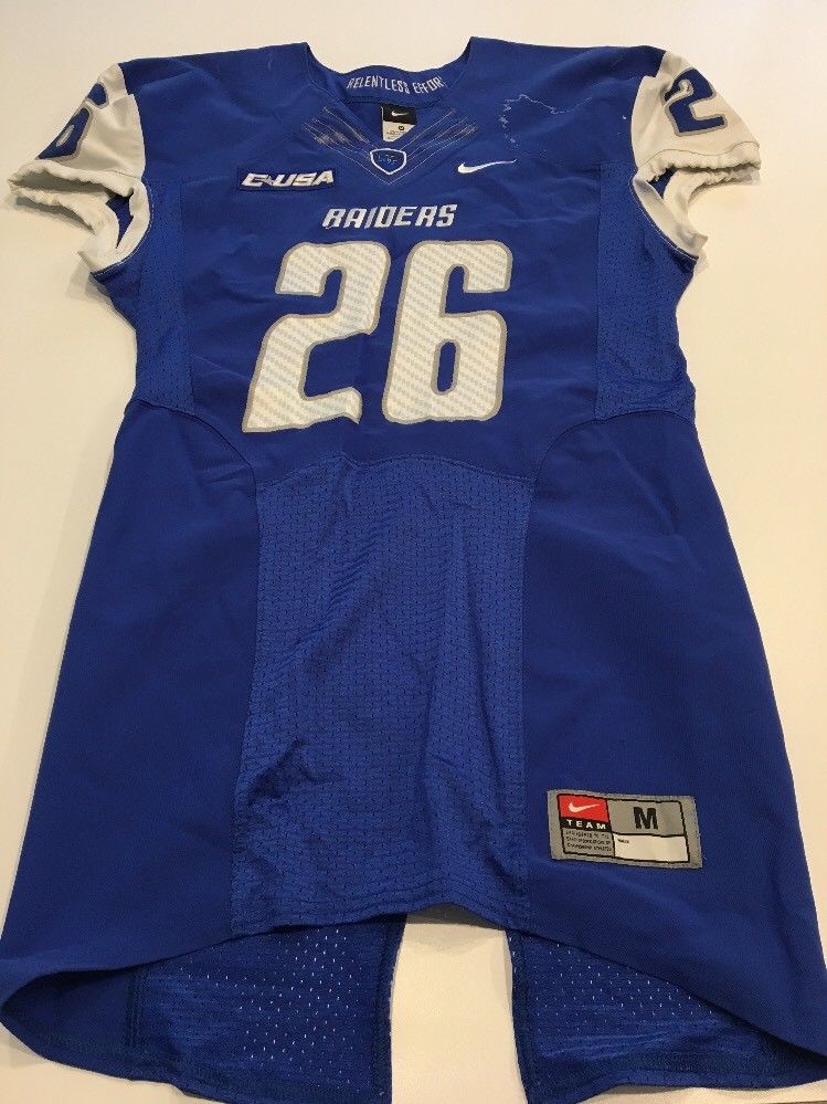 Game Worn Used Nike Middle Tennessee St Blue Raiders Football Jersey ...