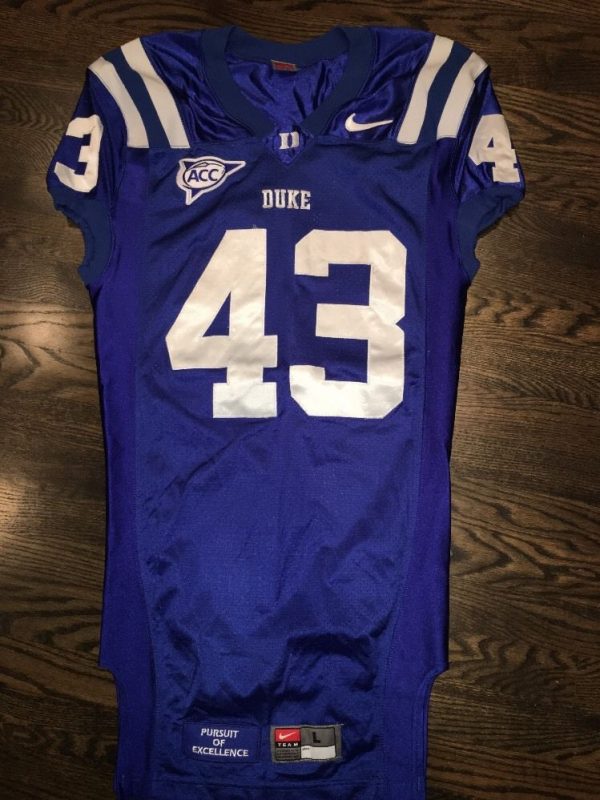 Game Worn Duke Blue Devils Football Jersey Used Nike #43 Size L