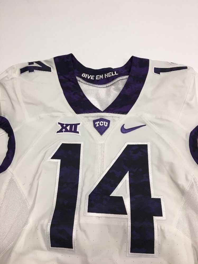 Game Worn Used Nike TCU Horned Frogs Football Jersey #14 Size 40 ...