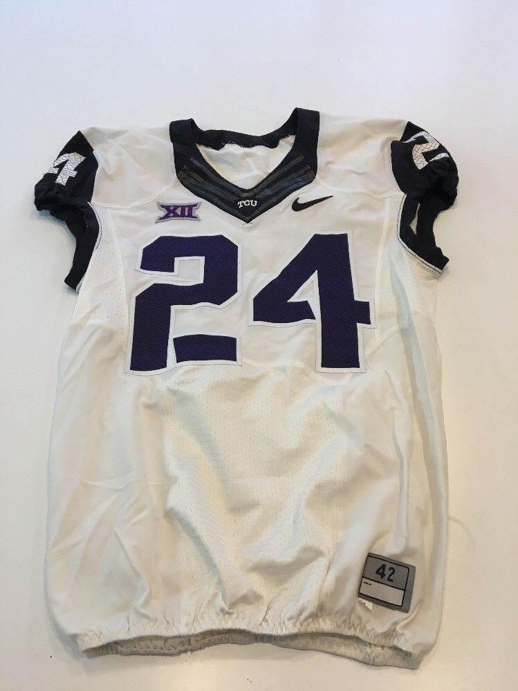 Game Worn Used Nike TCU Horned Frogs Football Jersey 24 Size 42