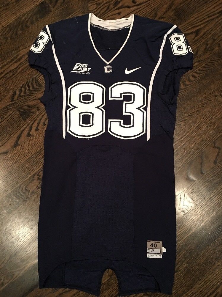 Game Worn Used UConn Huskies Connecticut Football Jersey #83 Nike Size ...