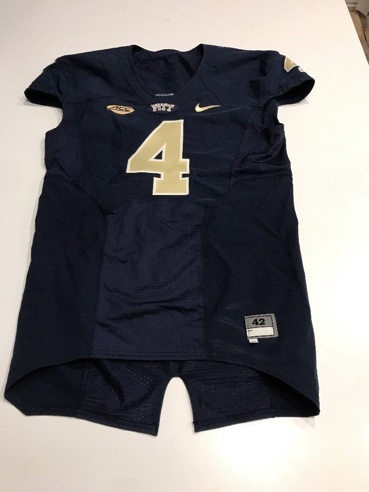Game Worn Used Pittsburgh Panthers Pitt Football Jersey Nike Size 42 #4