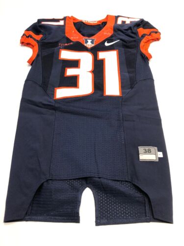Game Worn Used Illinois Fighting Illini Football Jersey Nike Size 38 #31