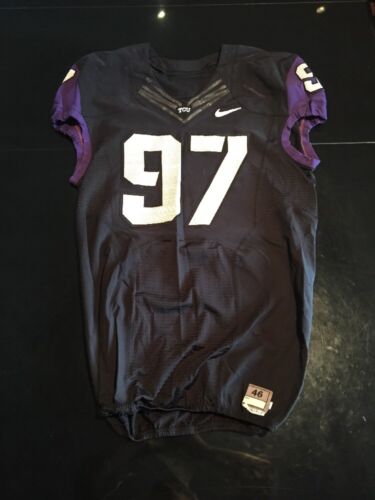 Game Worn Used Nike TCU Horned Frogs Football Jersey #97 Size 46.