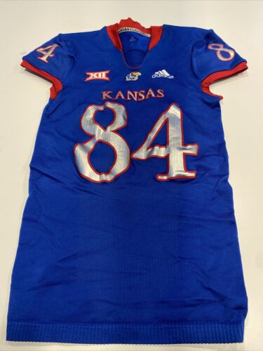 Game Worn Used Kansas Jayhawks KU Football Jersey Adidas Size Large #84