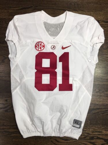 Game Worn Used 2016 Alabama Crimson Tide Bama Football Jersey Nike Size 42 #81