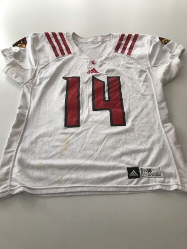 Game Worn Used Louisville Cardinals UL Football Jersey Adidas Size 48 #14
