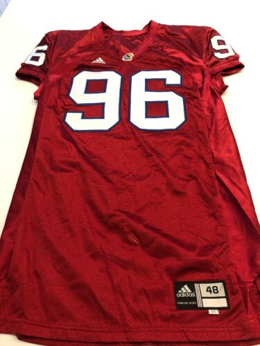 Game Worn Used Kansas Jayhawks KU Football Jersey Adidas Size 48 #96
