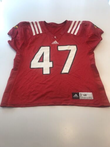 Game Worn Used Louisville Cardinals UL Football Jersey Adidas Size 48 #47