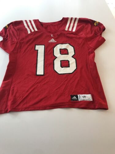 Game Worn Used Louisville Cardinals UL Football Jersey Adidas Size 48 #18