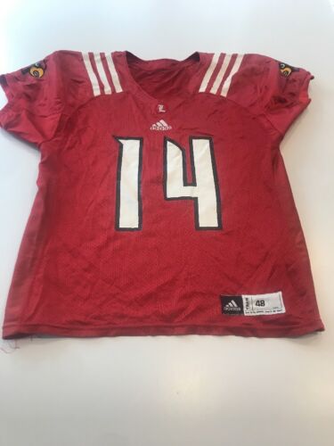 Game Worn Used Louisville Cardinals UL Football Jersey Adidas Size 48 #14