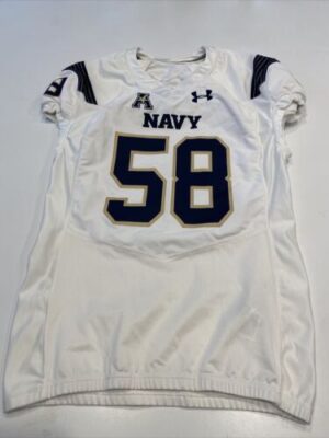Game Worn Used Navy Midshipmen Football Jersey USNA Naval Academy UA Sz 46 #58 (Copy)