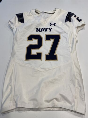 Game Worn Used Navy Midshipmen Football Jersey USNA Naval Academy UA Sz 44 #27