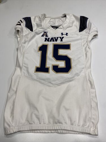 Game Worn Used Navy Midshipmen Football Jersey USNA Naval Academy UA Sz 40 #15