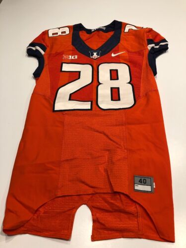 Game Worn Used Illinois Fighting Illini Football Jersey Nike Size 40 #28