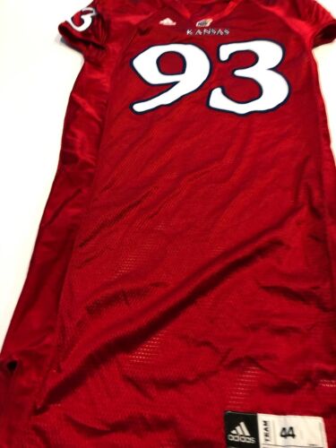 Game Worn Used Kansas Jayhawks KU Football Jersey Adidas Size 44 #93