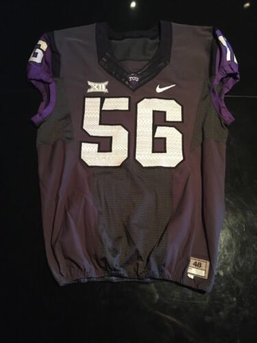 Game Worn Used Nike TCU Horned Frogs Football Jersey #56 Size 48