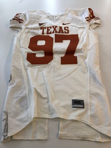 GAME WORN USED TEXAS LONGHORNS FOOTBALL JERSEY SIZE 48 #97