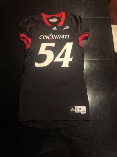 Game Worn Used Adidas Cincinnati Bearcats Football Jersey Size 44 #54 STEWART