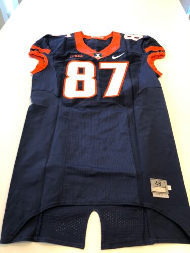 Game Worn Used Illinois Fighting Illini Football Jersey Nike Size 46 #87