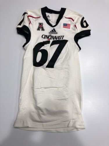 Game Worn Used Adidas Cincinnati Bearcats Football Jersey #67 Size L