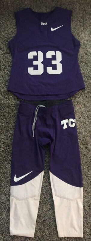 Team Issued New Nike TCU Horned Frogs Padded Football Jersey #33 & Pants XL