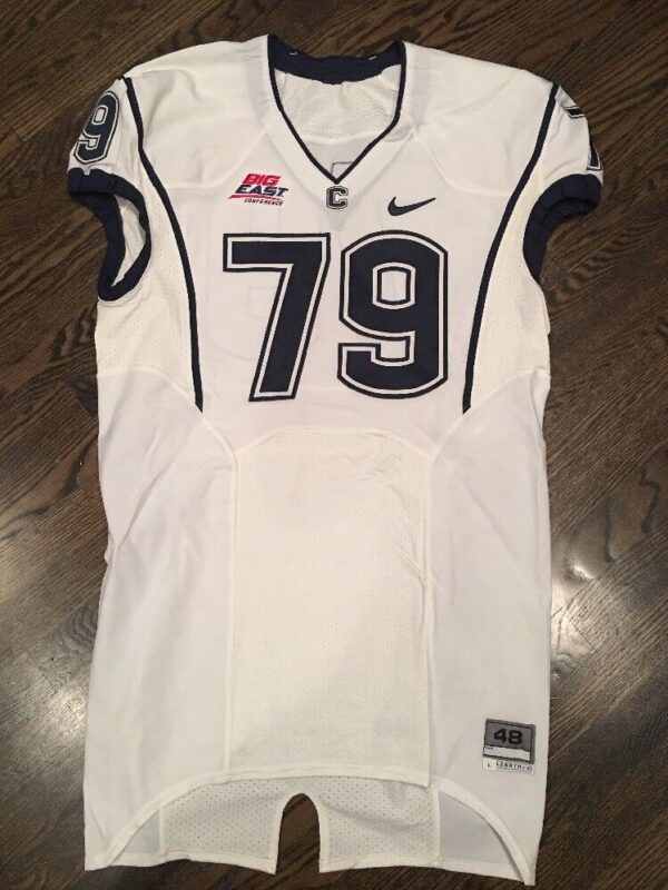 Game Worn Used UConn Huskies Connecticut Football Jersey #79 Nike Size 48