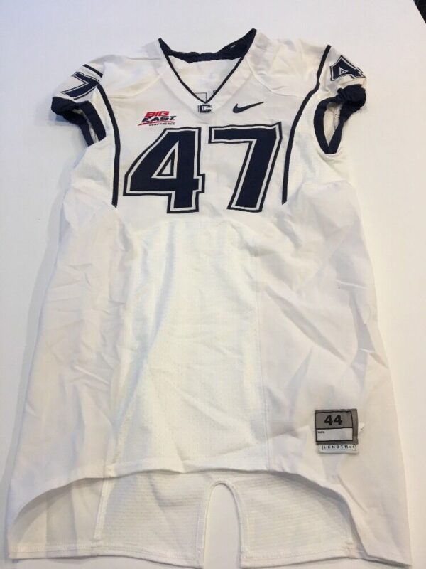 Game Worn Used UConn Huskies Connecticut Football Jersey #47 Size 44