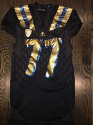 Game Worn UCLA Bruins "City" Football Jersey Used adidas #77 Sz XL KOLTON MILLER
